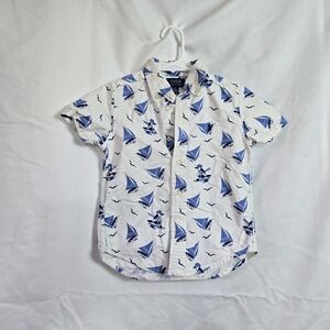 Polo Ralph Lauren Boys White Blue Classic Fit Polo Bear Nautical Oxford Shirt 4